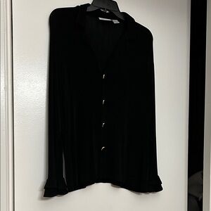 Chico's Black Button-Front Blouse with Gold Buttons